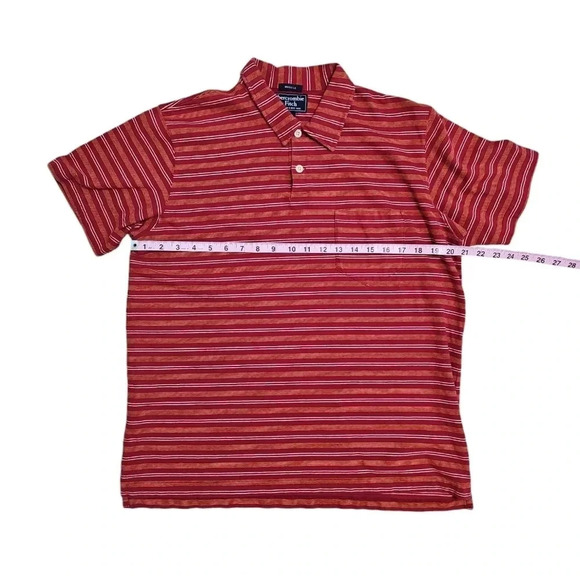 Abercrombie & Fitch Large 90s Y2K Red Yellow White SS Striped Polo Preppy Grunge - Picture 6 of 6